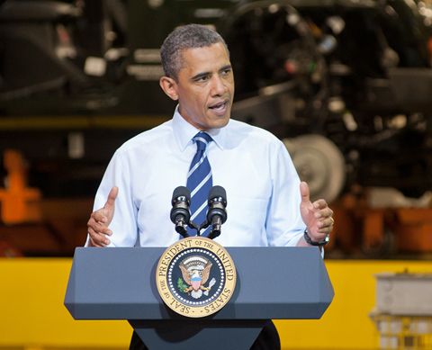 Barack Obama at Chrysler, Toledo, in June 2011