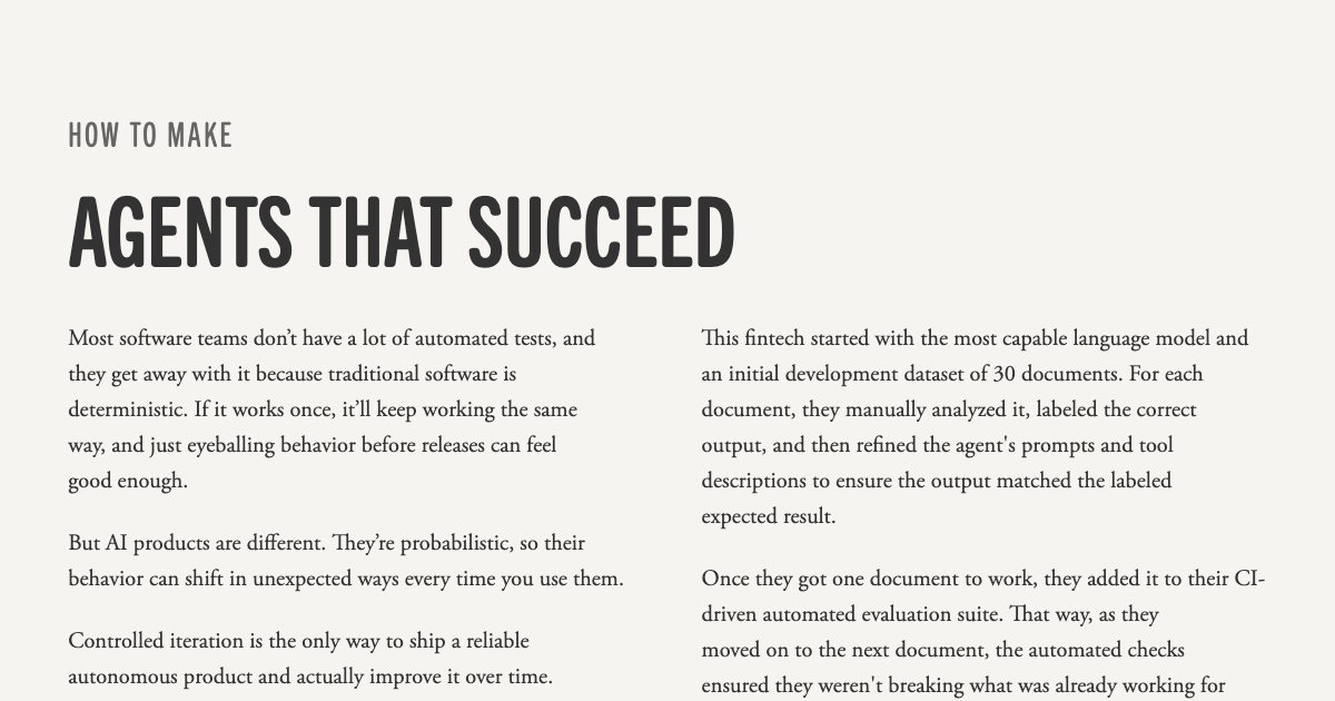 How to make agents that succeed